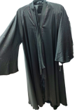 Black front open abaya with elegant pink stones on the sleeves with belt and stroller