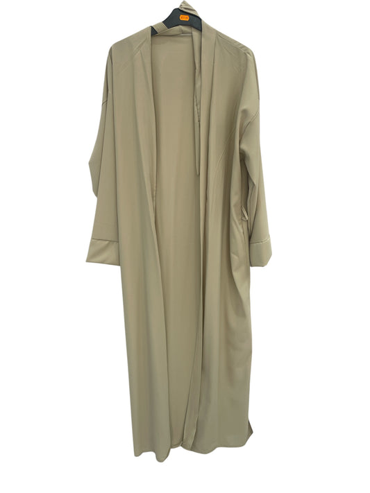 plain beige open abaya