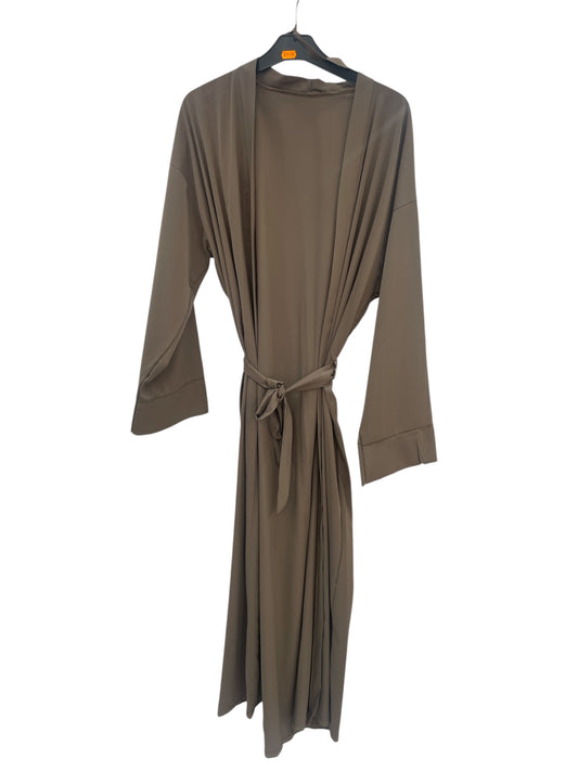 brown plain open abaya