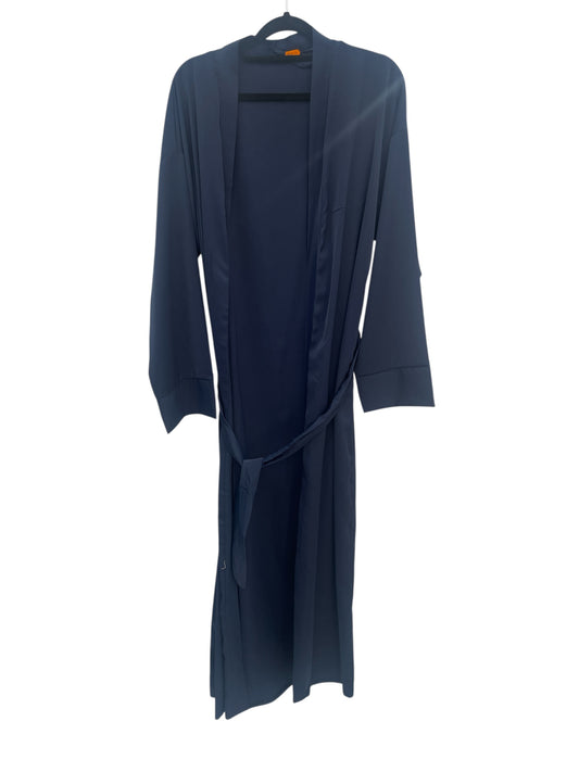 blue plain open abaya