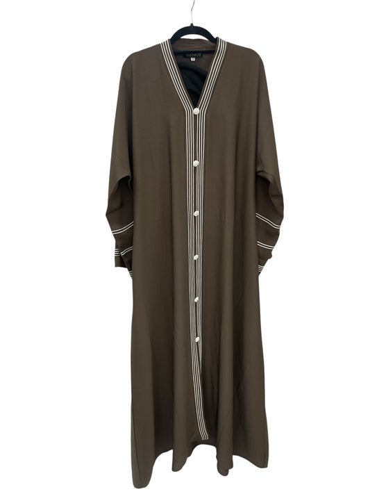 brown abaya with white stripes