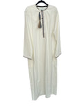 Elegant White Moroccan Thobe with Embroidered Trim – Sizes 52 & 54