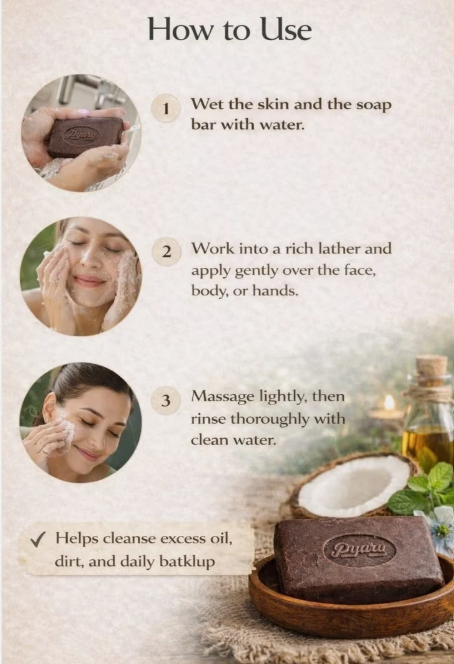 PYARY Black Seed Handmade Herbal Soap Deep Cleansing & Fresh Skin Bar - 75g