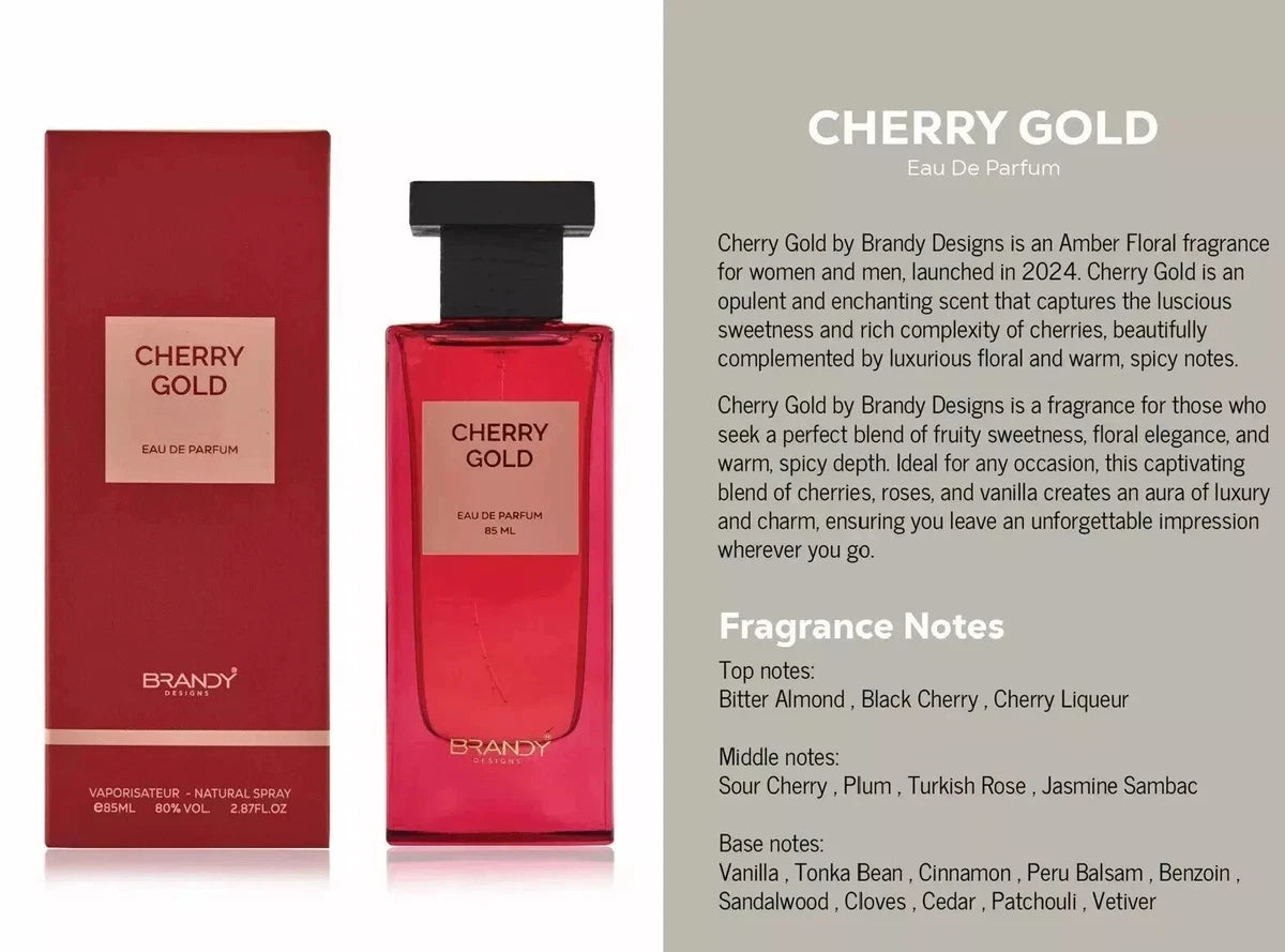 Cherry Gold Eau de Parfum By Brandy Designs Perfume 85ml Long-Lasting Scent