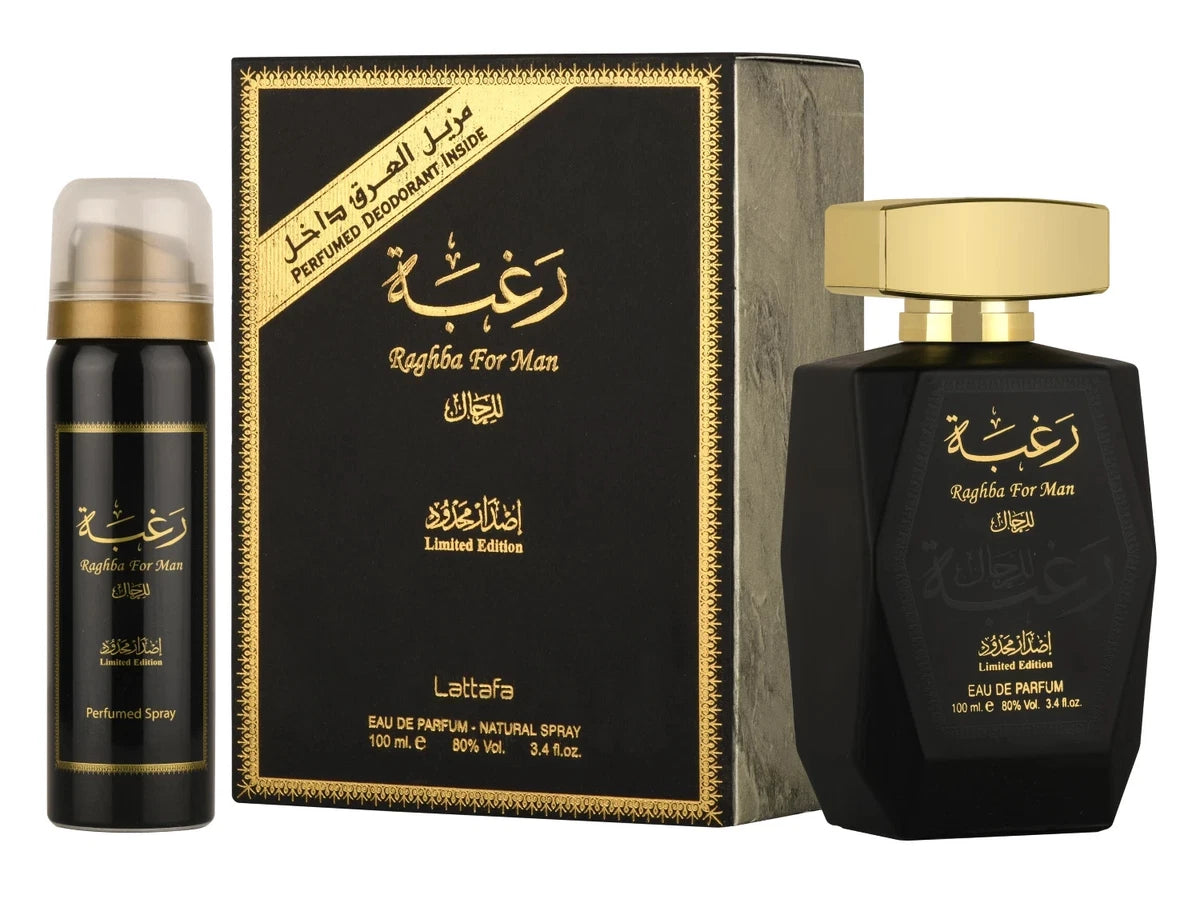 Raghba For Man By Lattafa Eau De Parfum Natural Perfume Spray 100ML + Free Deo