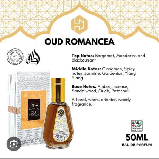 Oud Romancea by Ard Al Zaafaran Eau de Parfum 50ml, Arabian Fragrance